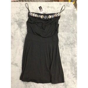 White House Black Market Dress Womens Black Strapless Beaded Size XS NWT